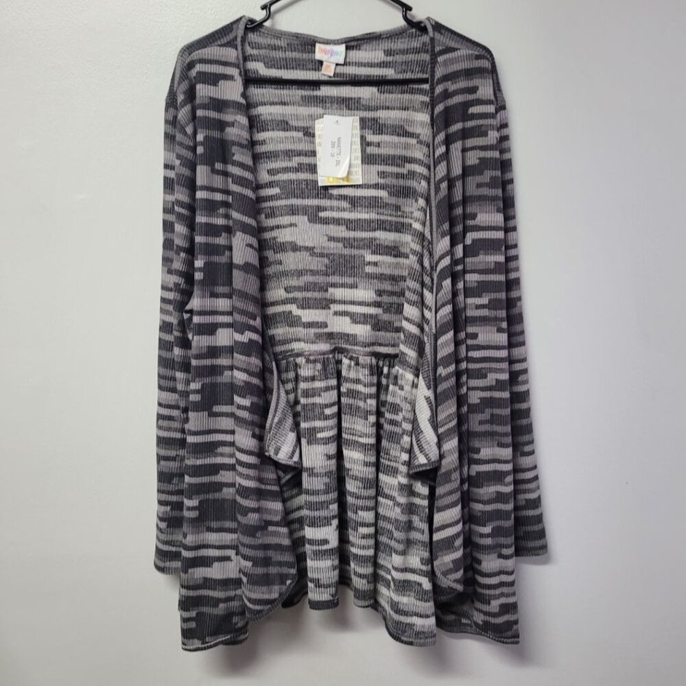 Lularoe Nanette Wrapp Cardigan Pleated Back‎ Gray Womens Plus 3XL Soft Tags Fall